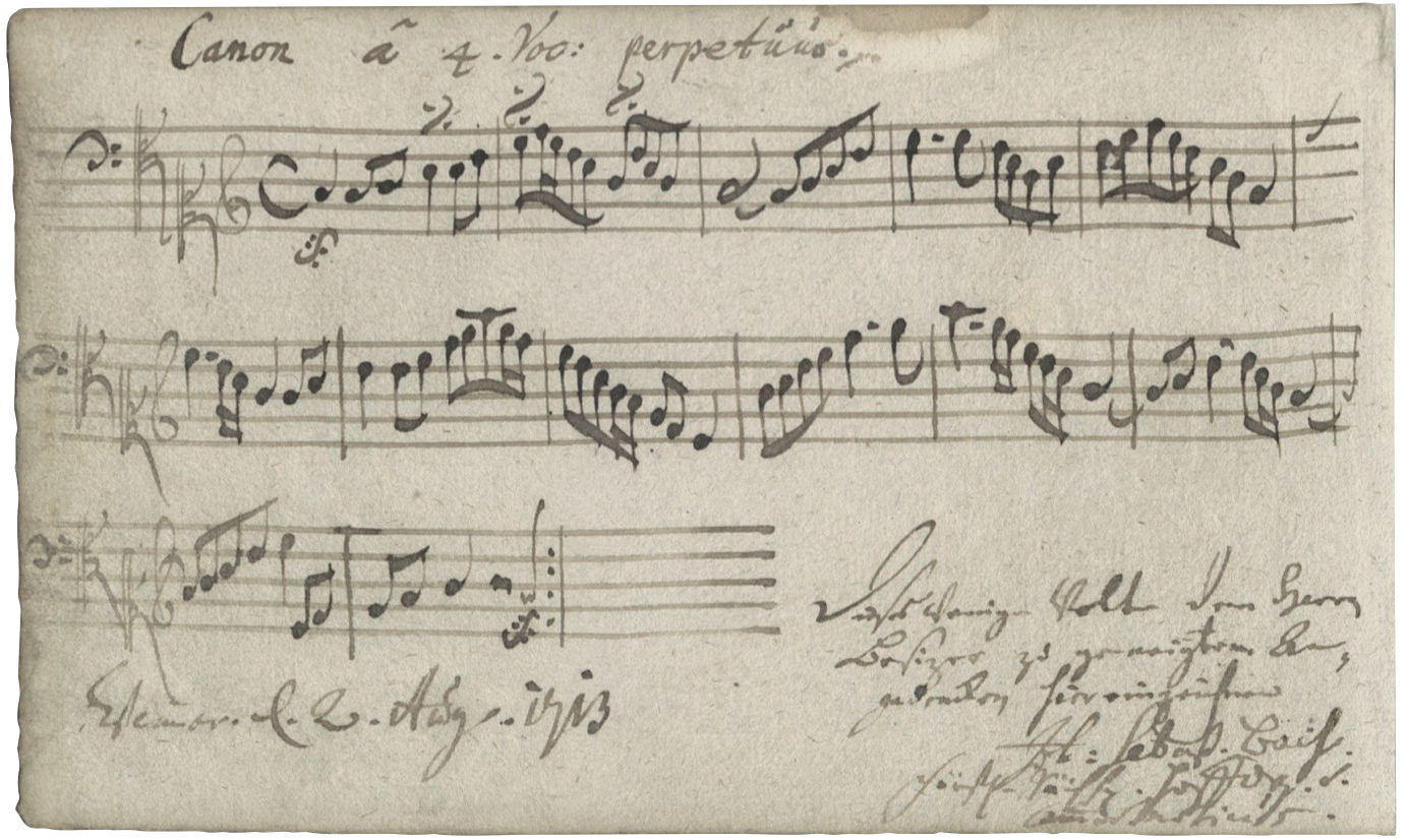 Manuscript of Bach's Canon a 4, Voc. Perpetuus