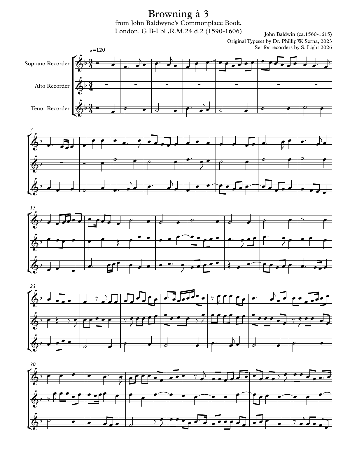Opening page of Browning à 3