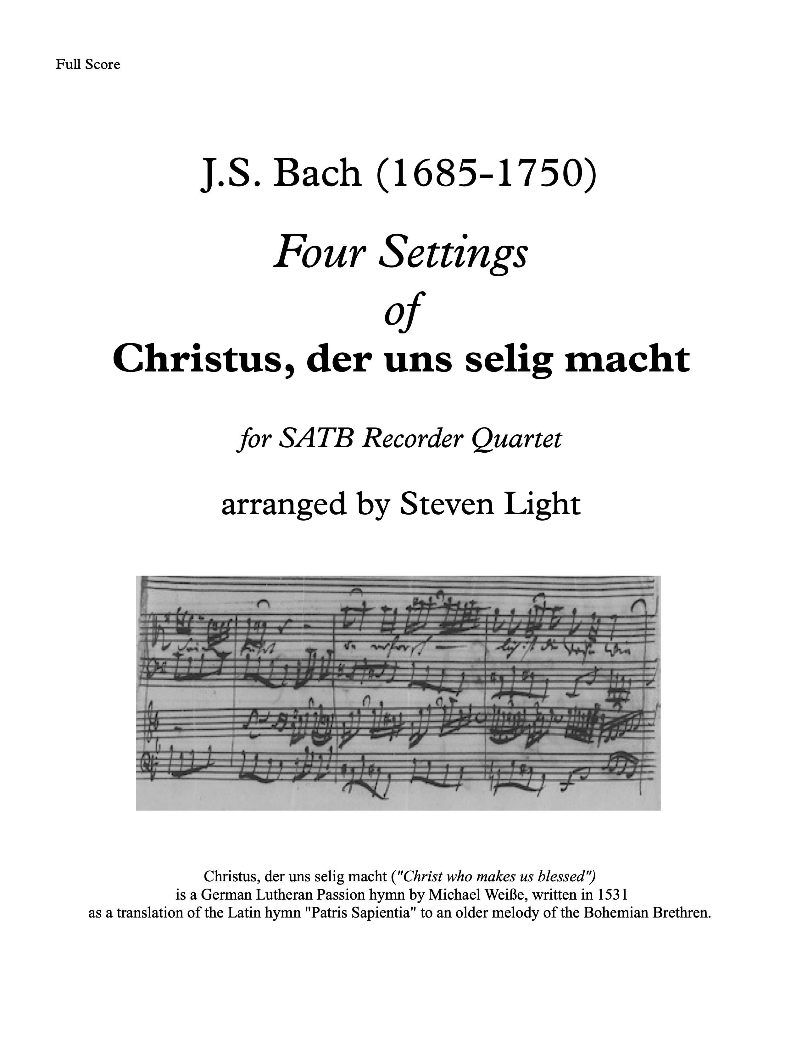 Preview image for Four Settings of Christus, der uns selig macht