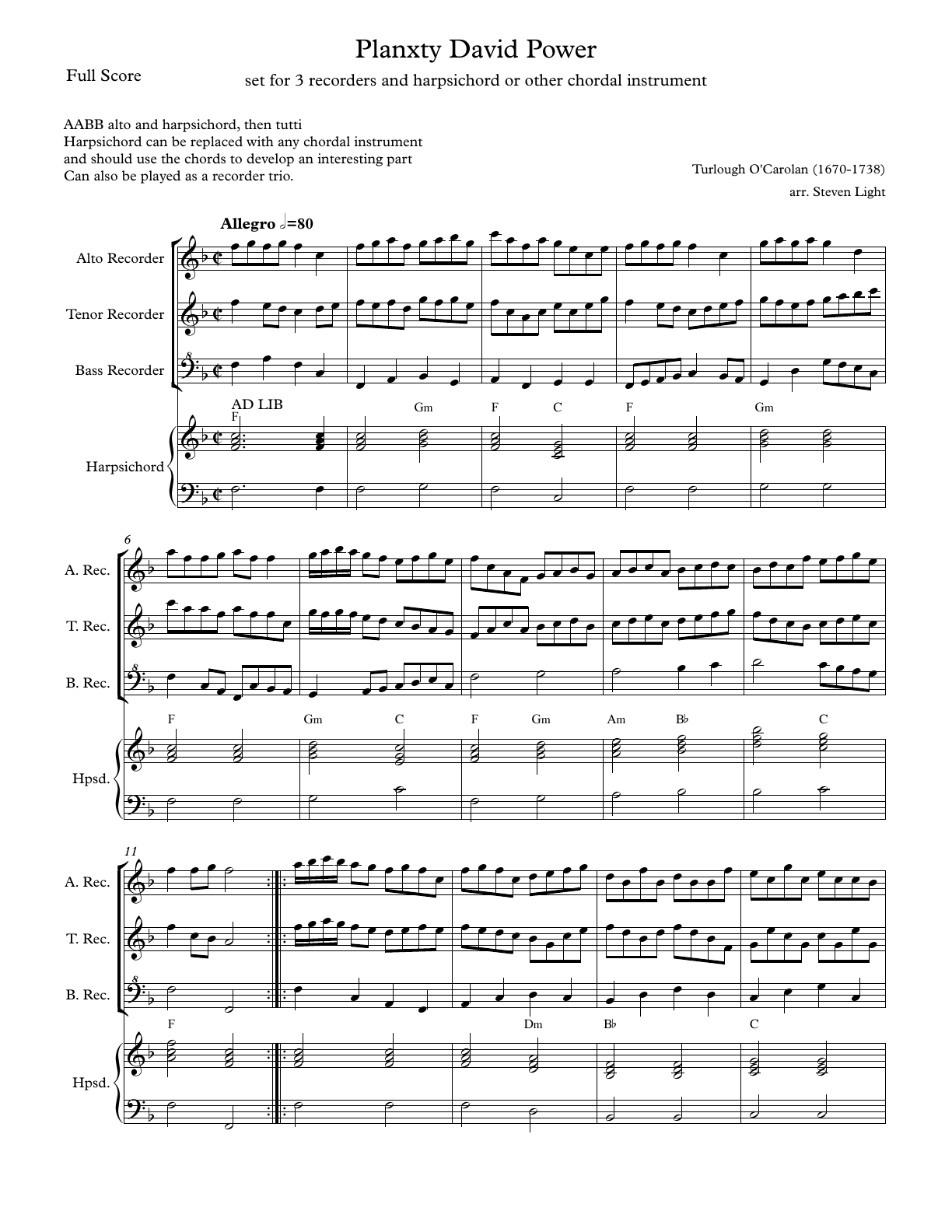Score preview of Planxty David Power