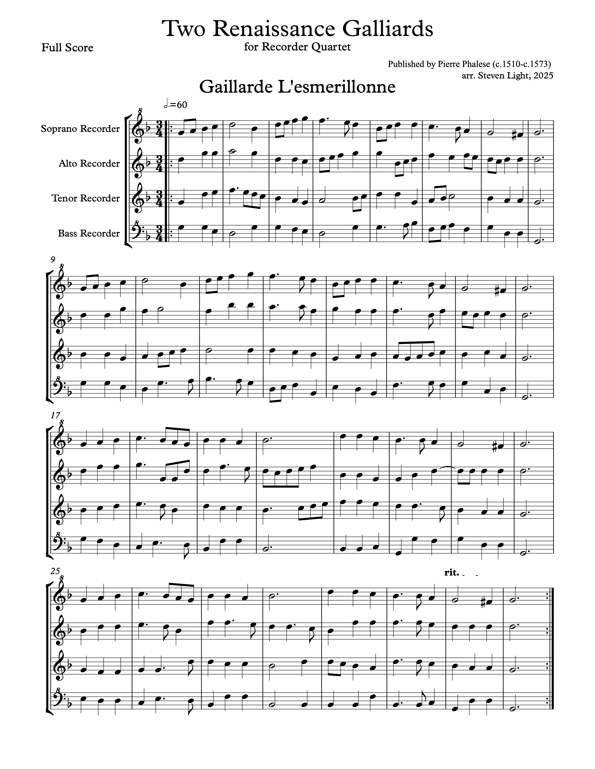 Score thumbnail for Two Galliards