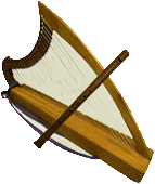 Harp and recorder illustration
